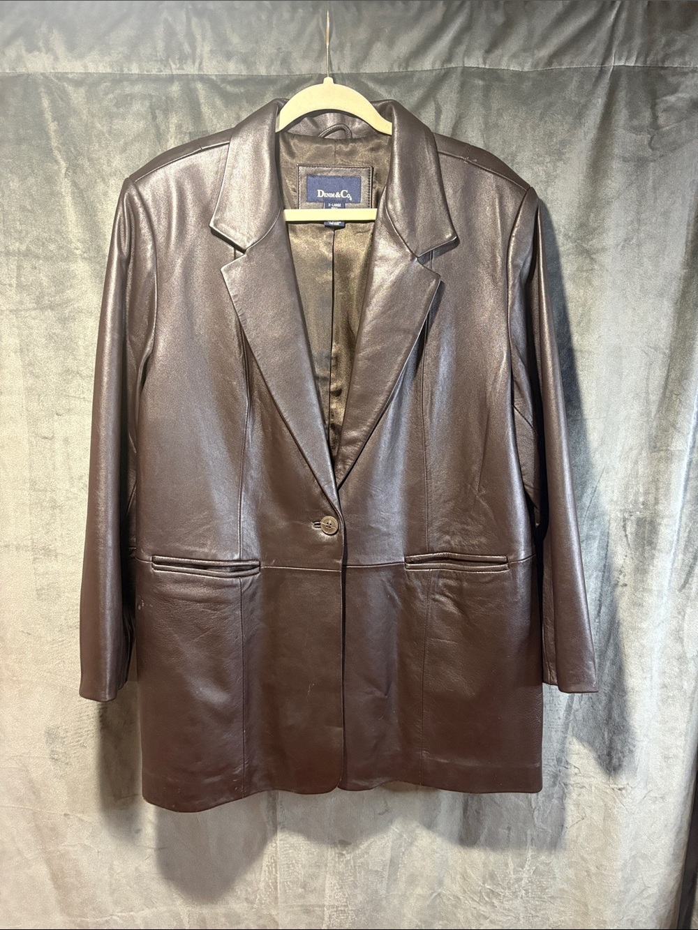 Chocolate brown leather blazer XL